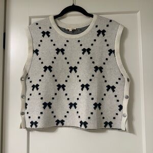 Boutique Sweater Vest with Bow Pattern